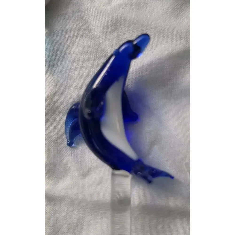 6 Vintage Art Glass Exotic Birds Parrot Palm Tree Dolphin Swizzle Sticks 8
